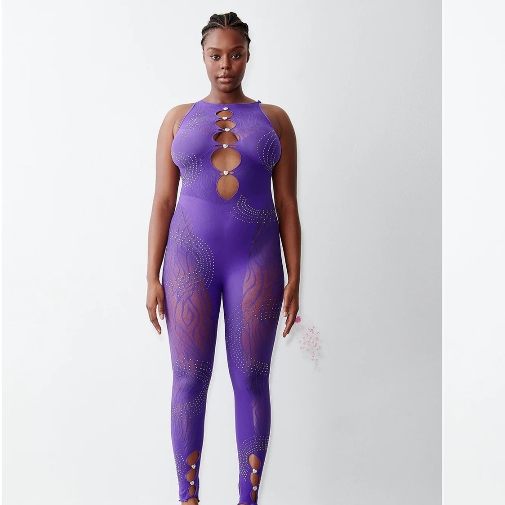 Poster girl purple rhinestone jumpsuit